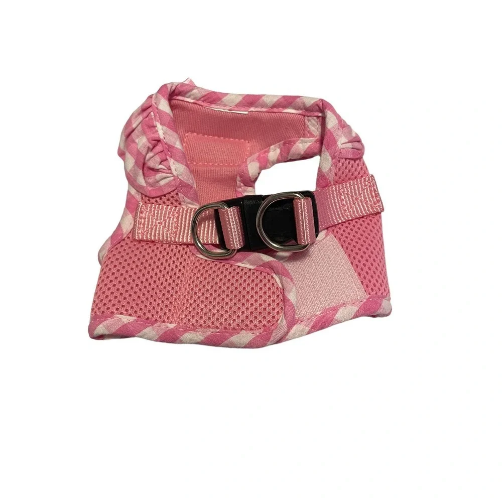 Pupteck Soft Mesh Pink Plaid Dog Walking Harness Vest -